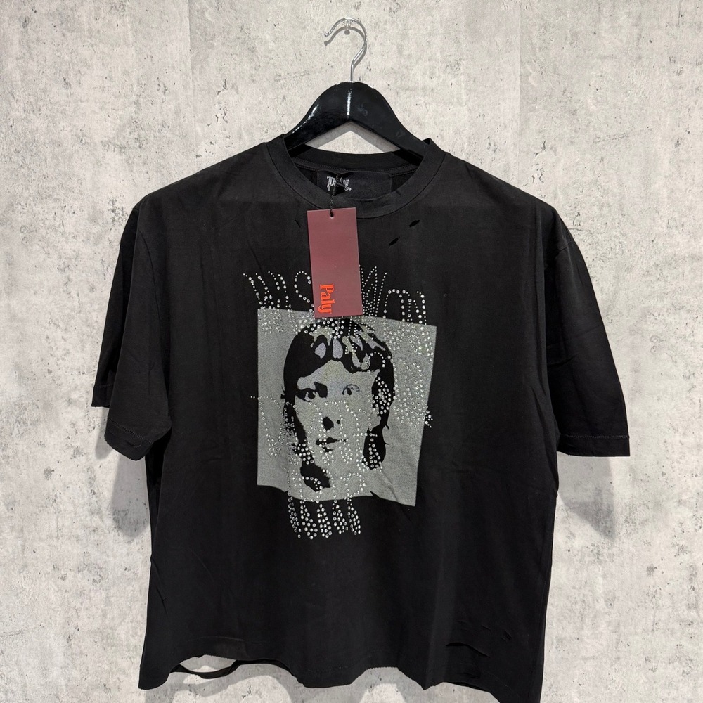 Paly Hollywood Cokane Racing Graphic T-Shirt Black Distressed Mens Size M NWT
